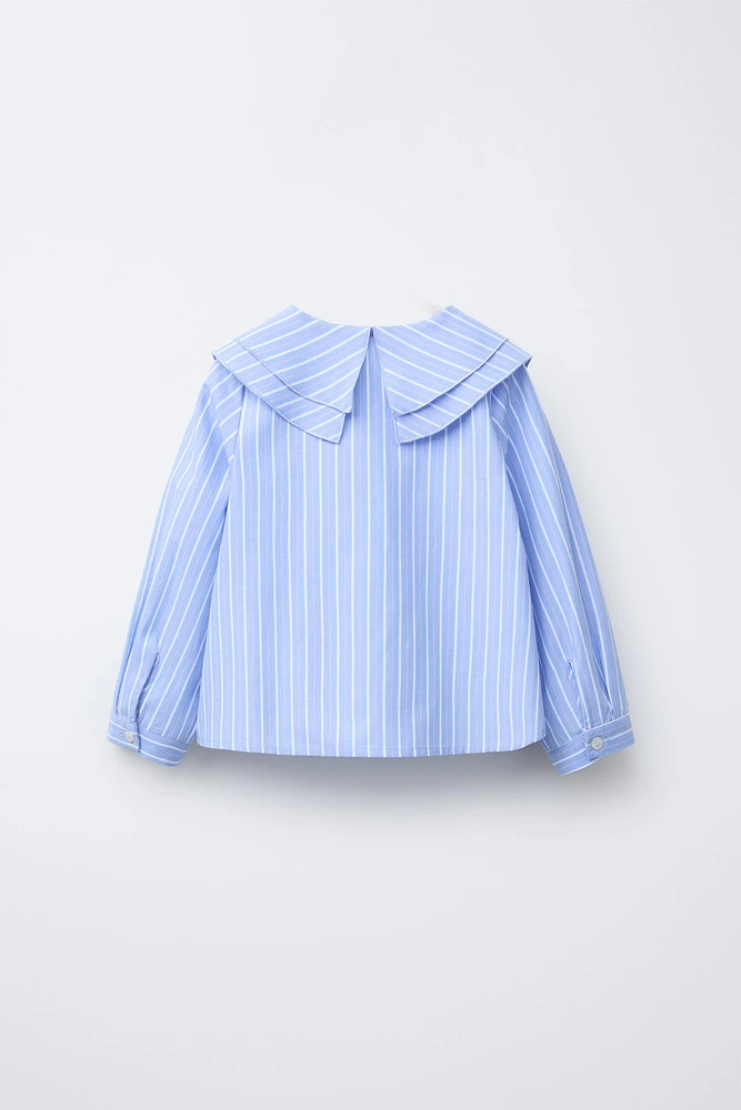 BOW TRIM STRIPED SHIRT