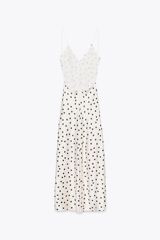 SATIN POLKA DOT MIDI DRESS