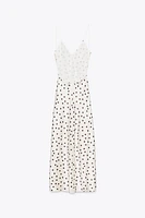 SATIN POLKA DOT MIDI DRESS