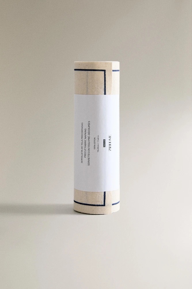 ROLL OF COTTON NAPKINS WITH BORDER (SET OF 20)