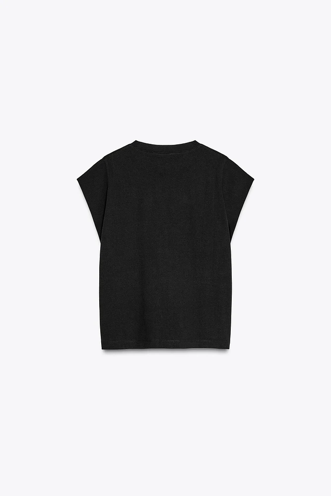 WASHED EFFECT SLEEVELESS T-SHIRT