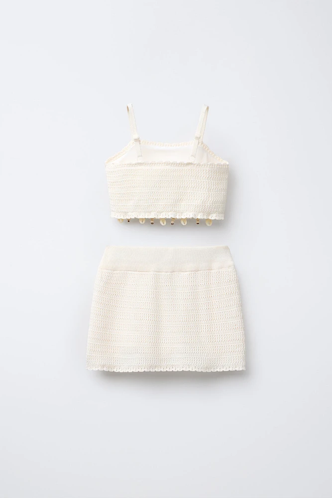 SHELL STITCH TOP AND SKIRT SET