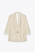 LINEN BLAZER WITH PRINTED CUFFS