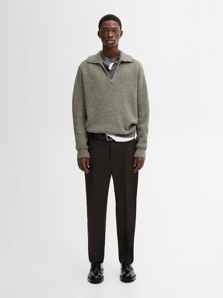 Cotton blend mock neck sweater