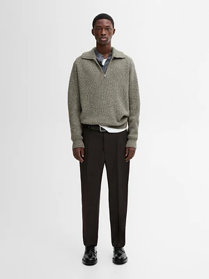 Cotton blend mock neck sweater