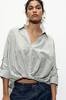 KNOTTED LINEN BLEND SHIRT