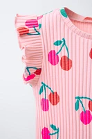 PRINTED RIBBED T-SHIRT