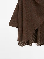Check linen blend cape