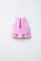 DOUBLE RUFFLE LACE POPLIN TOP