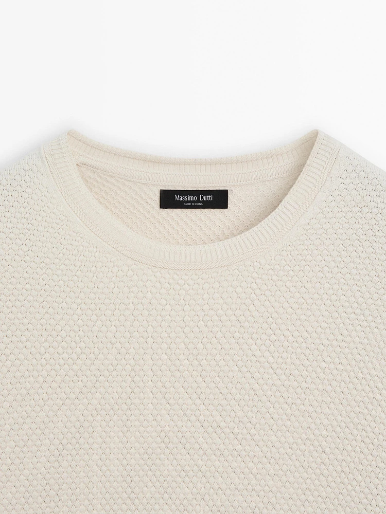 Cotton blend knit sweater