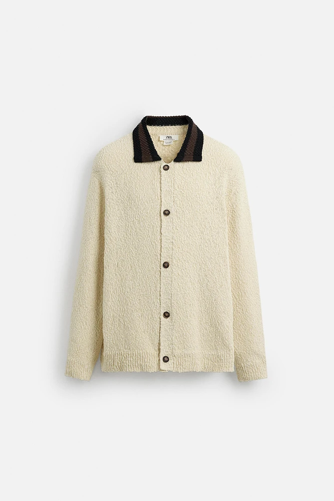 CONTRAST COLLAR CARDIGAN