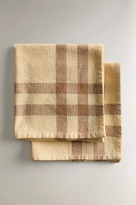 SERVIETTES DE TABLE COTON CARREAUX (LOT 2 UNITÉS