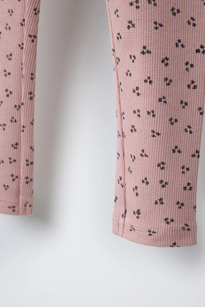 PRINTED RIBBED LEGGINGS