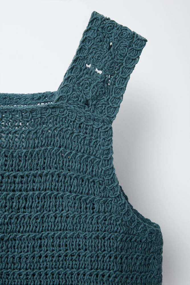 FLORAL CROCHET KNIT TOP
