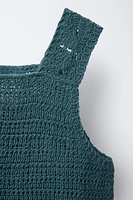 FLORAL CROCHET KNIT TOP