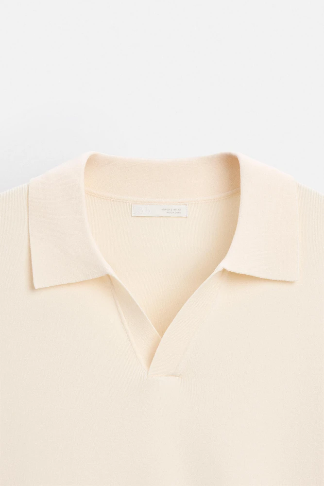 VISCOSE BLEND KNIT POLO SHIRT