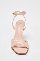 CRACKLED EFFECT HEELED SANDALS