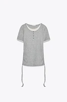 DOUBLE LAYERED RUCHED T-SHIRT