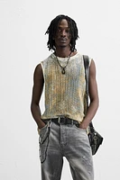 ABSTRACT PRINT KNIT TANK TOP