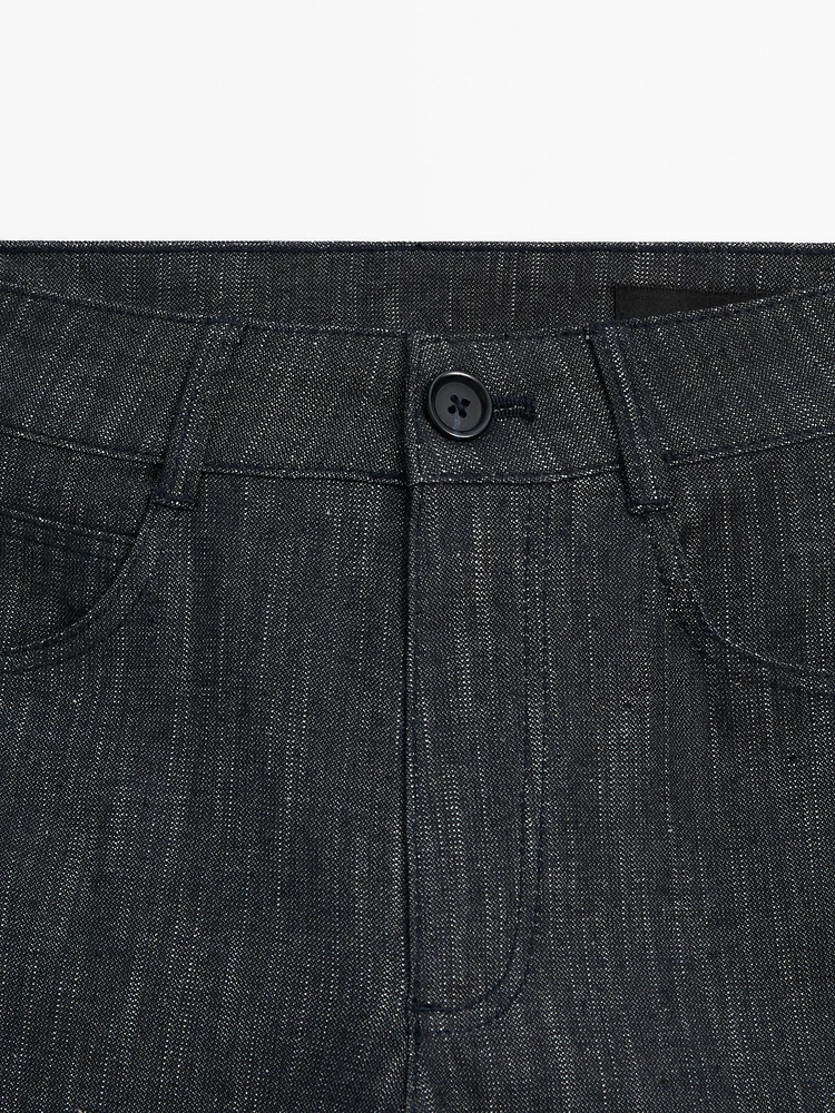 Straight-leg flecked cotton blend trousers