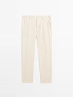 100% linen tapered fit trousers