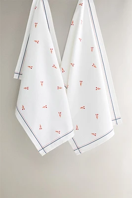 LOT TORCHONS DE CUISINE COTON LANGOUSTE (LOT DE 2)