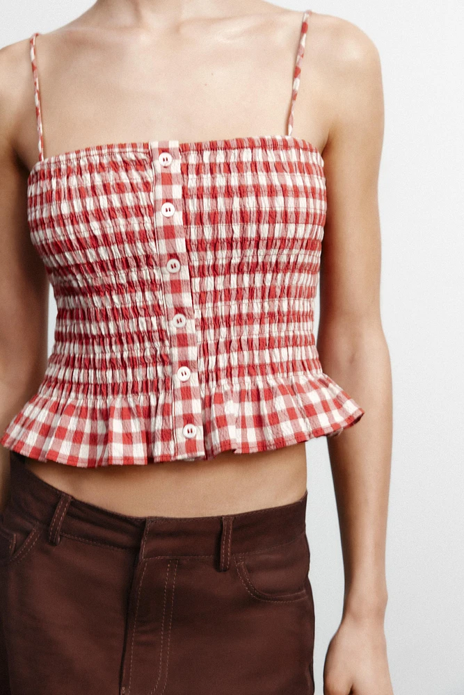 GINGHAM CROPPED TOP