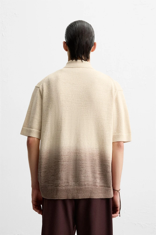 GRADIENT PRINT KNIT SHIRT