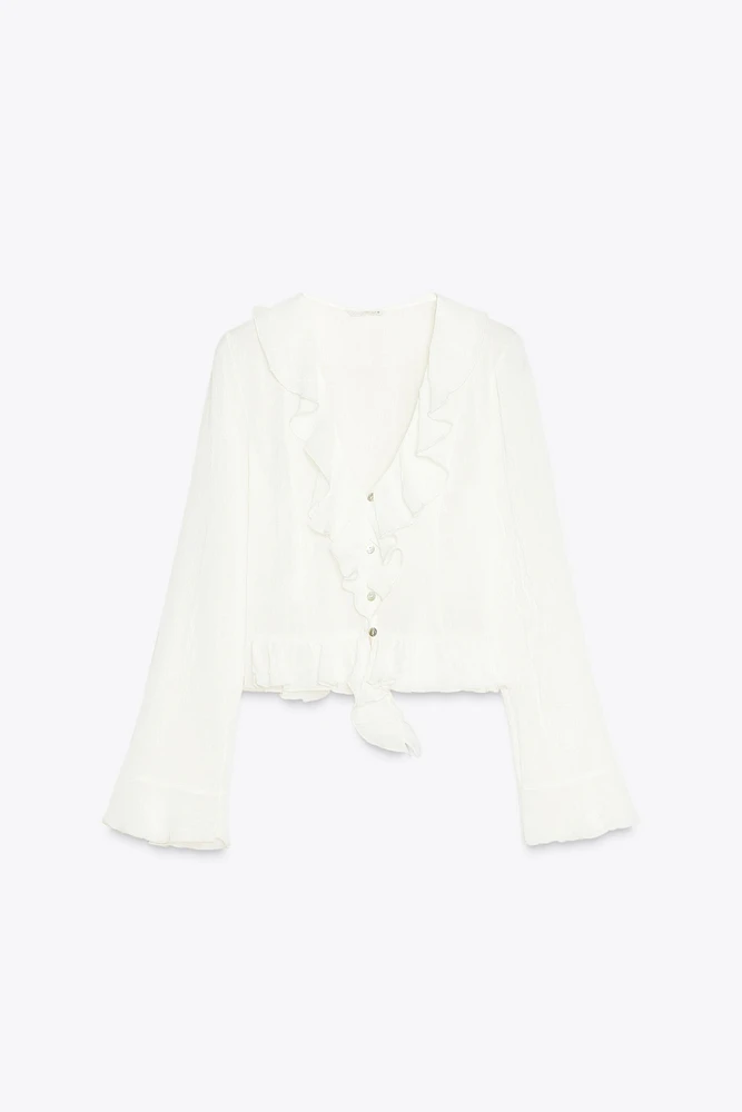 SEMI-SHEER BLOUSE WITH RUFFLES