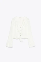 SEMI-SHEER BLOUSE WITH RUFFLES