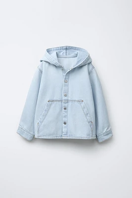 HOODED DENIM OVERSHIRT