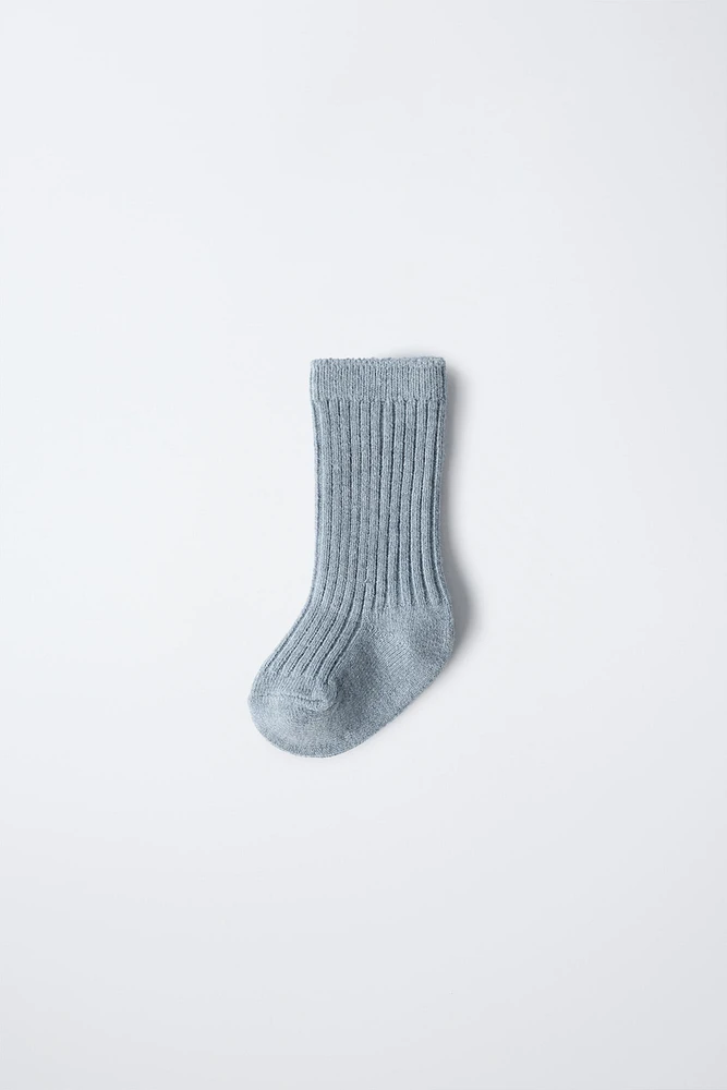 RIBBED COTTON AND SILK SOCKS