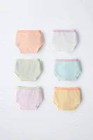 AGES 6-14/ SIX-PACK OF SPARKLY FRUIT PRINT BRIEFS
