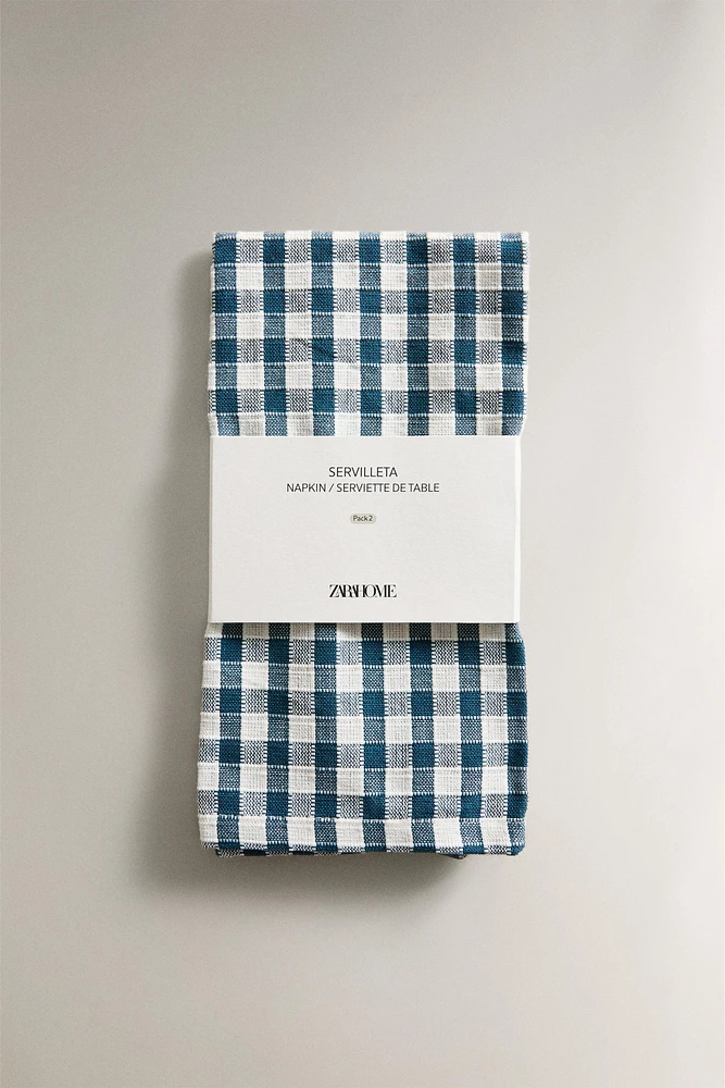 GINGHAM COTTON NAPKINS (SET OF 2)