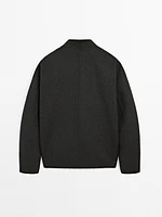 Double-layer wool blend bomber jacket