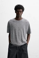 STRIPED COTTON LINEN BLEND T-SHIRT