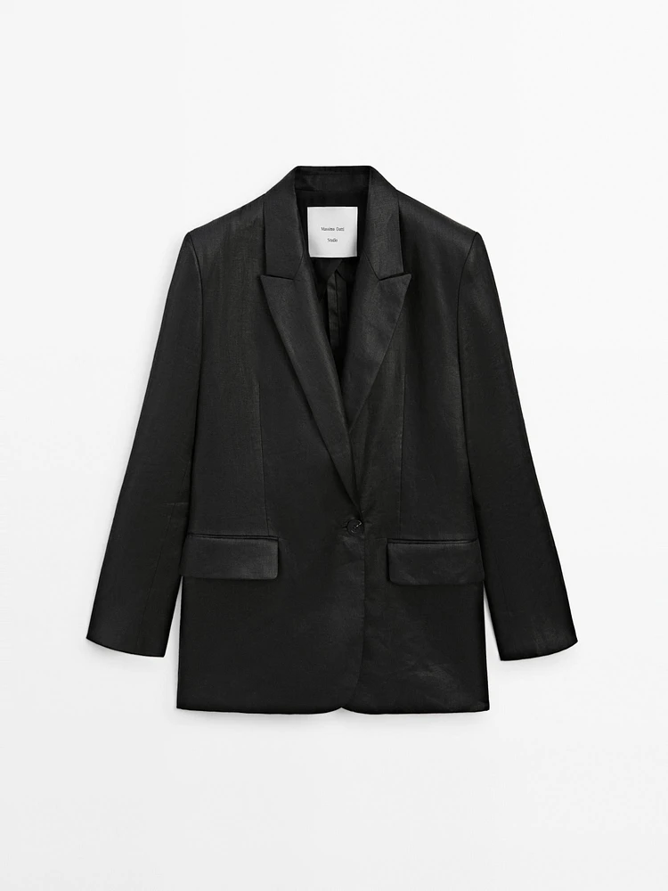 100% linen double-breasted blazer - Studio