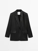 100% linen double-breasted blazer