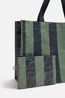 STRIPED SHOPPER BAG WITH POUCH