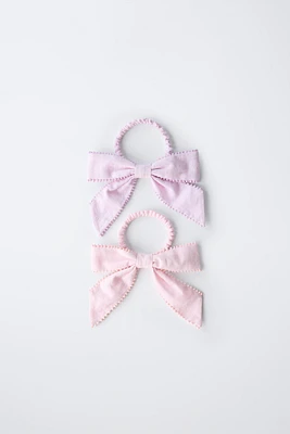 TWO-PACK OF HAIR TIES WITH BOWS AND BEADS