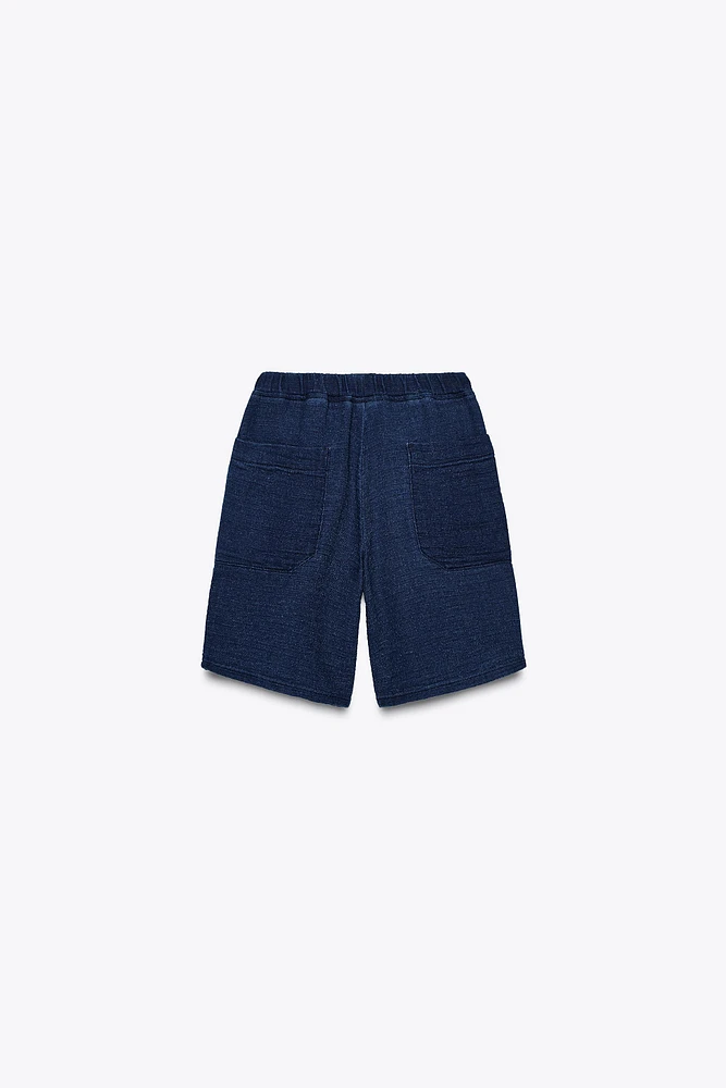 PLEATED DENIM SHORTS X FANGLU LIN