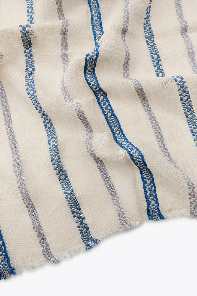 FOULARD À RAYURES AVEC LIN