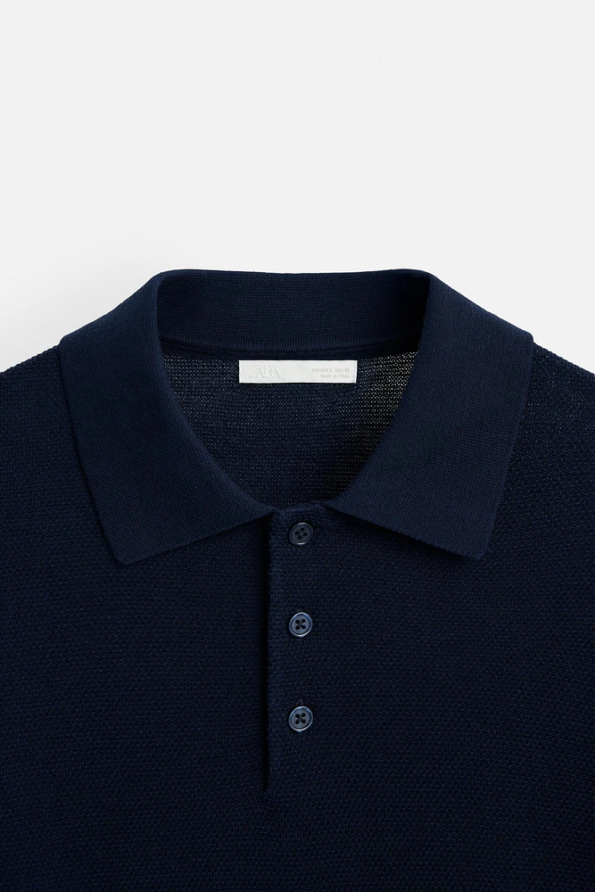 POLO EN MAILLE DE SOIE ET COTON