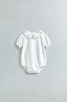 FLORAL EMBROIDERED COLLAR BODYSUIT