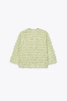 FRINGED ORGANZA TIE CARDIGAN