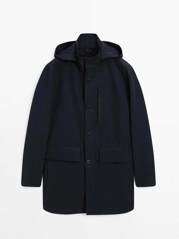 Cotton blend hooded parka