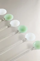 SET OF FLORAL GLASS DESSERT SPOONS (SET OF 6)