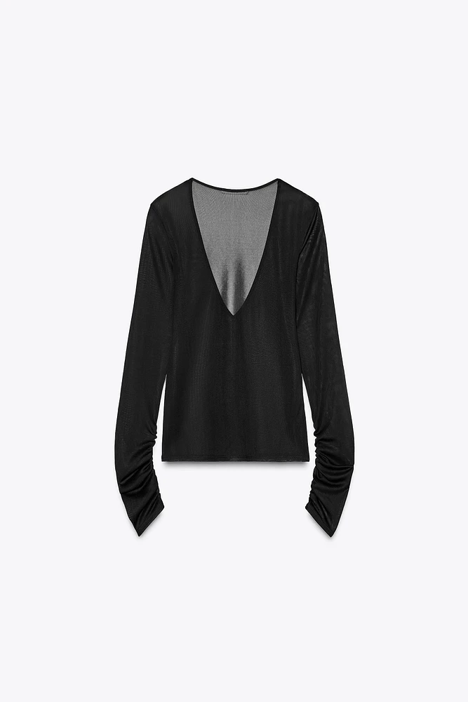 SEMI-SHEER RUCHED TOP