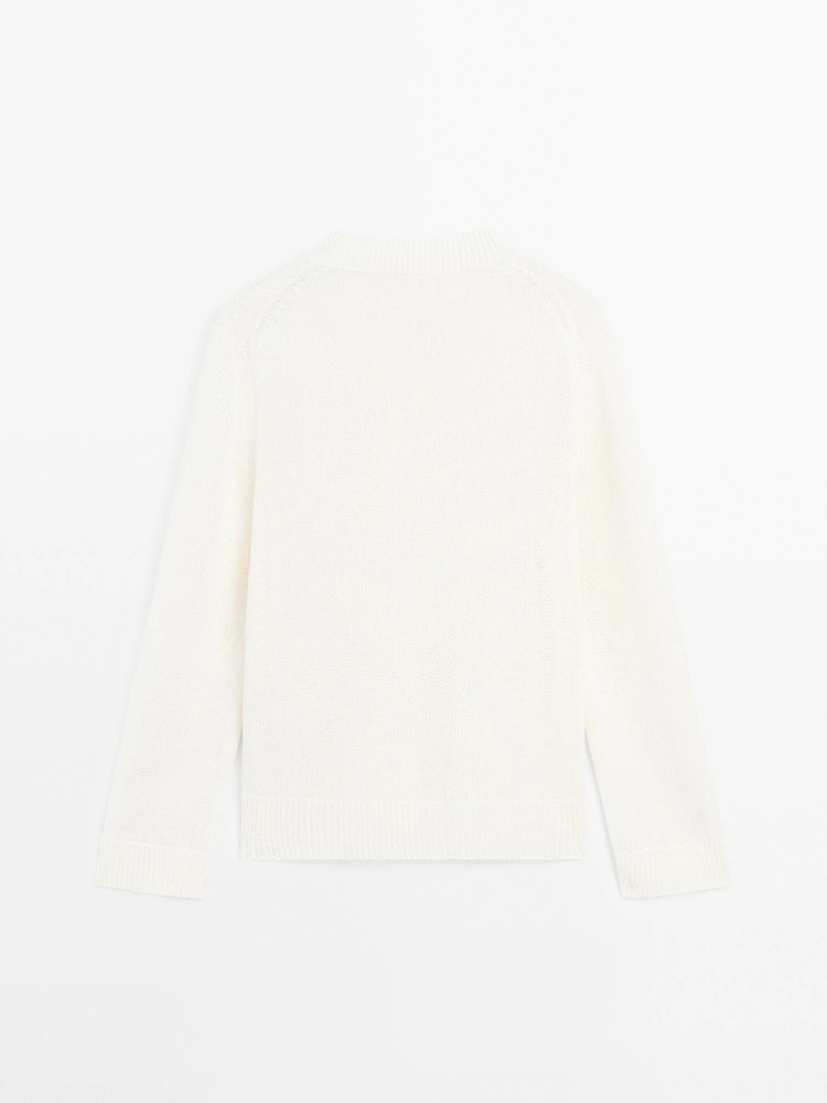 Cotton blend V-neck sweater