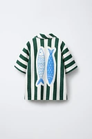 STRIPED TOWEL TEXTURE BOWLING SHIRT